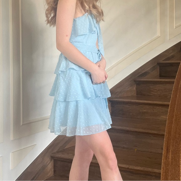 Light blue ruffle mini dress - Picture 2 of 2